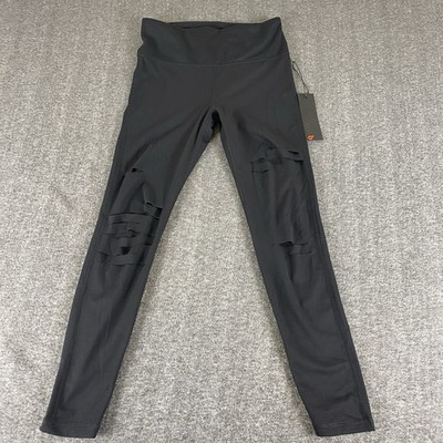 Mono B Black High Waist Slashed Leggings Women s M Athleisure NWT