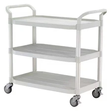 Dual-Handle Utility Cart with Lipped Plastic Shelves, 400 lb Load Capacity, 3