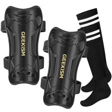Soccer Shin Guards for Youth Kids Toddler, Upgraded Double Straps Thicker, ...