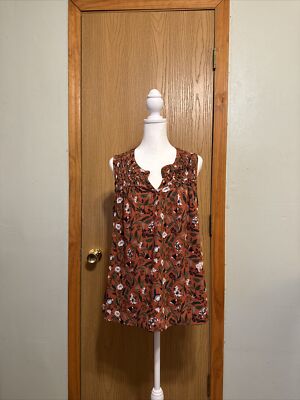 Daniel Rainn Medium Multi-Color w/Floral Print Sleeveless V-Neck Blouse - EUC