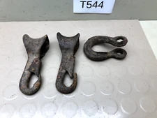 Vtg Rusty Heavy Twisted Cast Iron Clevis - Barn Rope Metal Slide Lot Steampunk