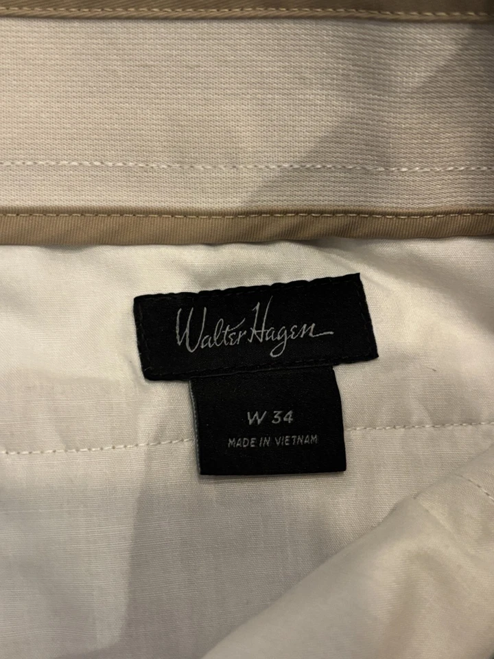 Pantalones Cortos de Golf Walter Hagen Para Hombre 34 Beige Microfibra Rendimiento Chino Activo Foto 2 de 4