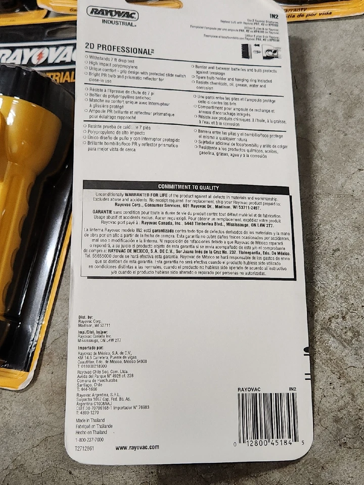 Cantidad 8 Linterna Rayovac Grado Industrial 17 Lúmenes, Bombilla Krypton Profesional 2D Foto 4 de 4