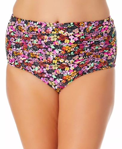 California Waves Women's Plus Size 3X Ditsy-Print High-Waist Bikini Bottoms NwT - 第 1/3 張圖片