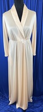 Vintage Kayser Peach Long Robe Wrap with Lace Appliqu Snaps Small