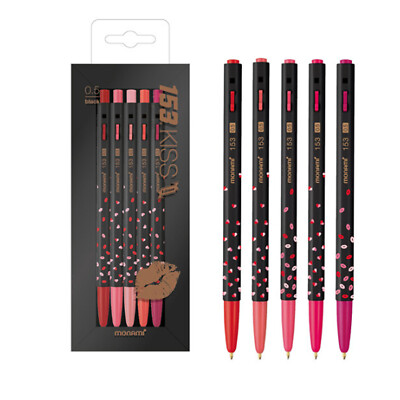 Monami Ballpoint Pen Gift Set of 5 153 KISS Edition 0.5mm Black Ballpen