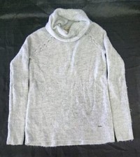 Hollister Women  s Gray Knit Mock Turtle Neck Sweater XS Pullover Braid Detail