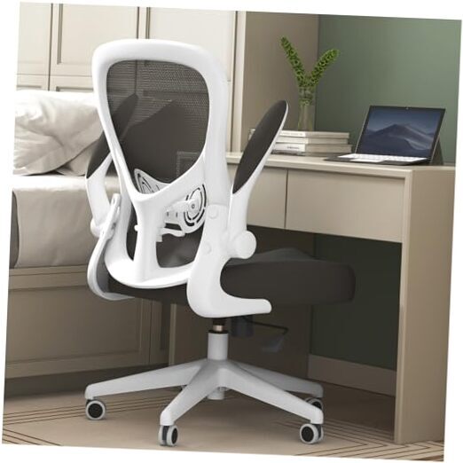 Office Chair Ergonomic Desk Chair, Office Desk Chairs with PU Silent White