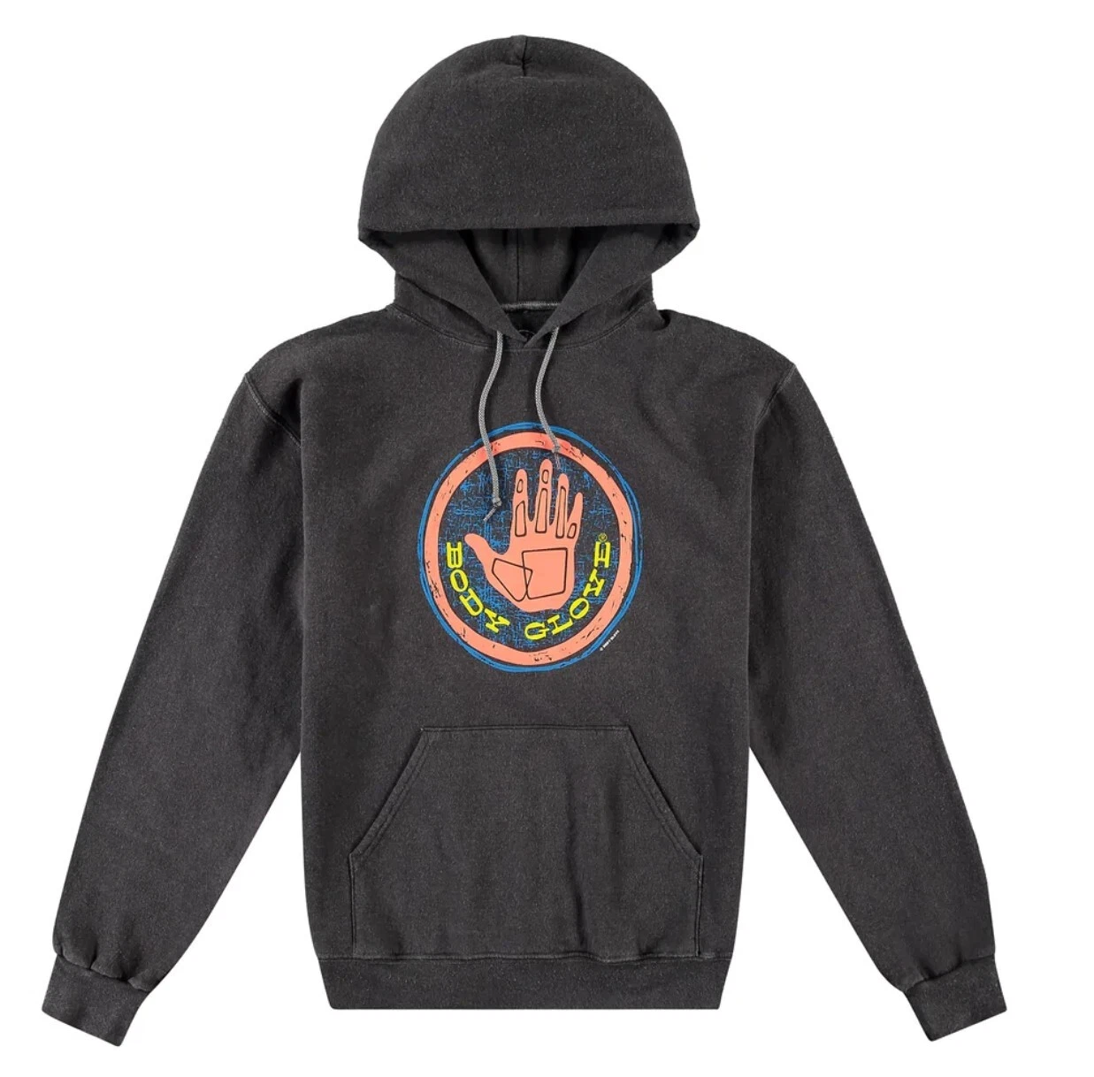 Body Glove Men's Fleece Hoodie Pullover Hand Print Logo Dark Gray Medium Size.