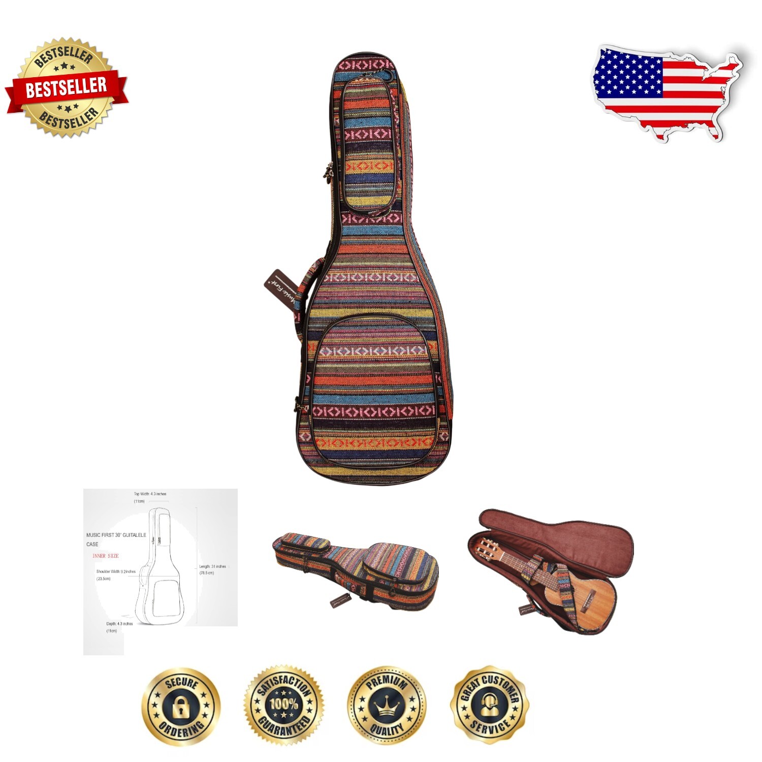 Premium Travel Guitar Case: 0.6