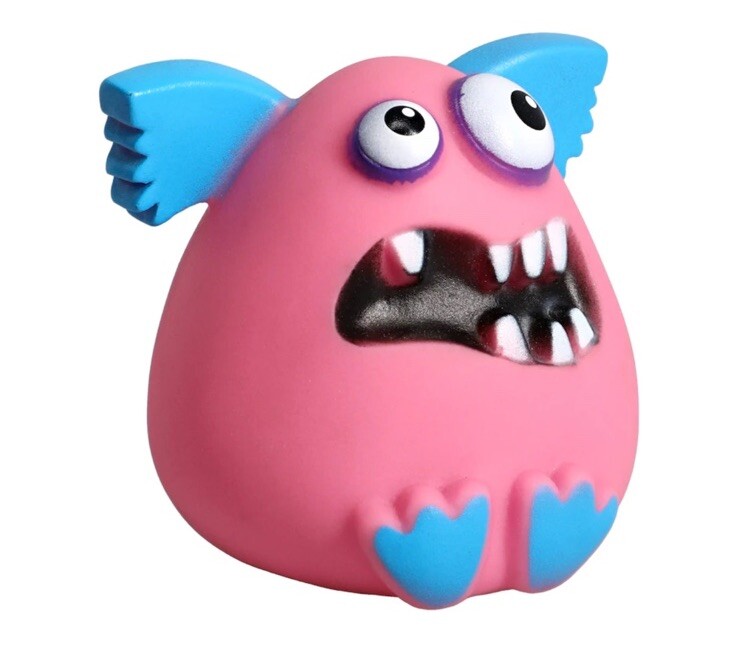Adorable Squeaky Vinyl Dog Toys, 3.5x3.5x1.75-in. Pink Monster