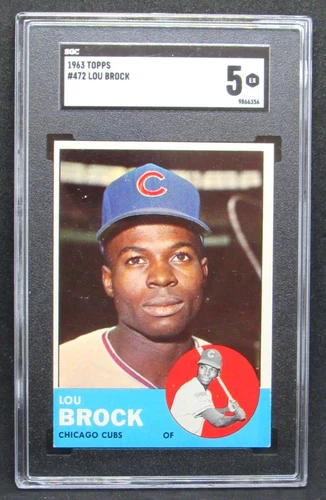1963 Topps Baseball #472 LOU BROCK (HOF) Chicago Cubs SGC 5 EX