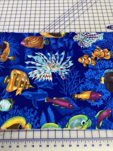 Vintage Springs Industries Cotton Fabric Tropical Fish Bold Ocean Sea Life Salt - Picture 3 of 11