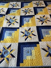 Vtg.Handmade Quilt/Hand Embroidered 60  x60  . Toddler/crib/lrg Lap. Reversible