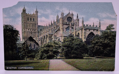 Exeter Cathedral, Devon England, Annetta Cough Medicine, Vintage Ad Postcard