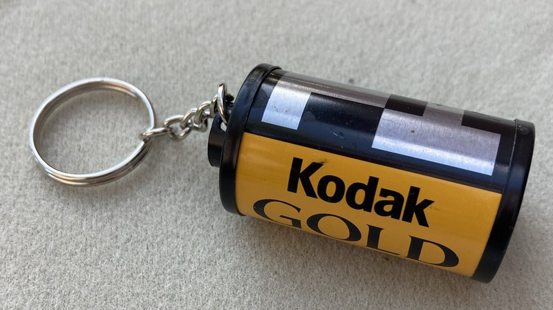 Vintage Kodak Gold 35mm Film Canister Key Chain