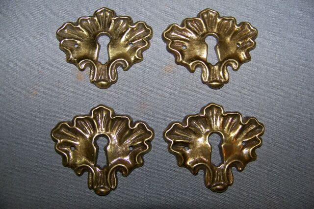 FOUR Reproduction Cast Brass Keyhole Covers With Nice Design - SEE INFO