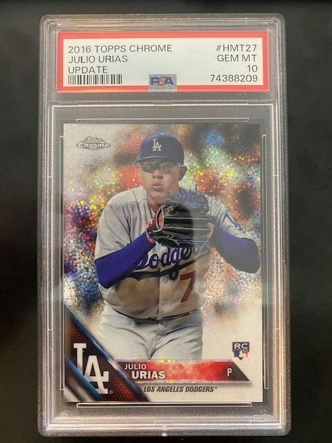 2016 Topps Chrome Update Julio Urias Rookie RC #HMT27 PSA 10 POP 54 Dodgers