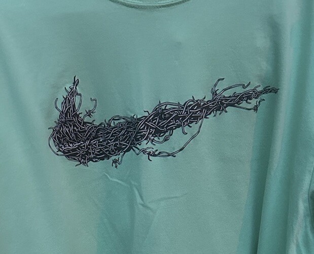 Green Nike Short Sleeved Barbed Wire Nike Design XL Tee Shirt | eBay