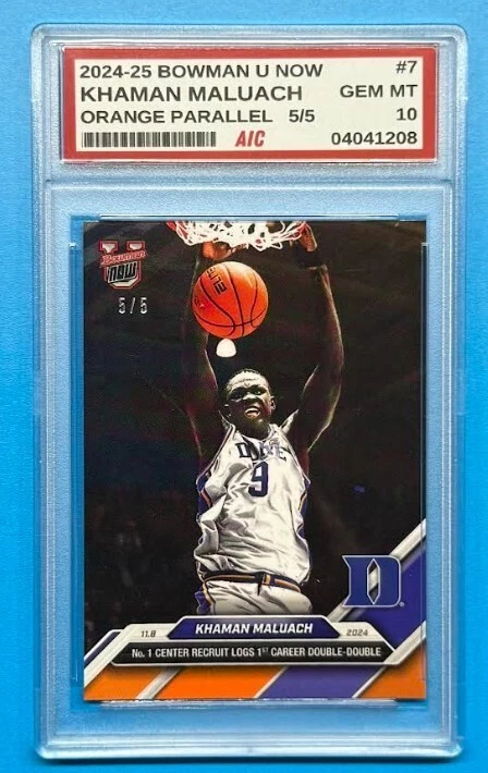 2024-25 Khaman Maluach Bowman U NOW Rookie #7 Orange Parallel RARE 5/5 Graded 10