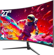 27 Pollici 100Hz Curvo Gaming Monitor, Full HD 1080P Da PC Schermo,Speaker Integ