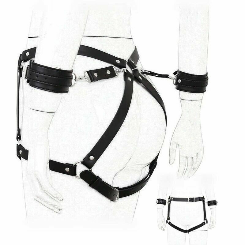Women PU Leather Waist Belt Cuffs Garter Leg Suspenders Body Harness  Bondage SM