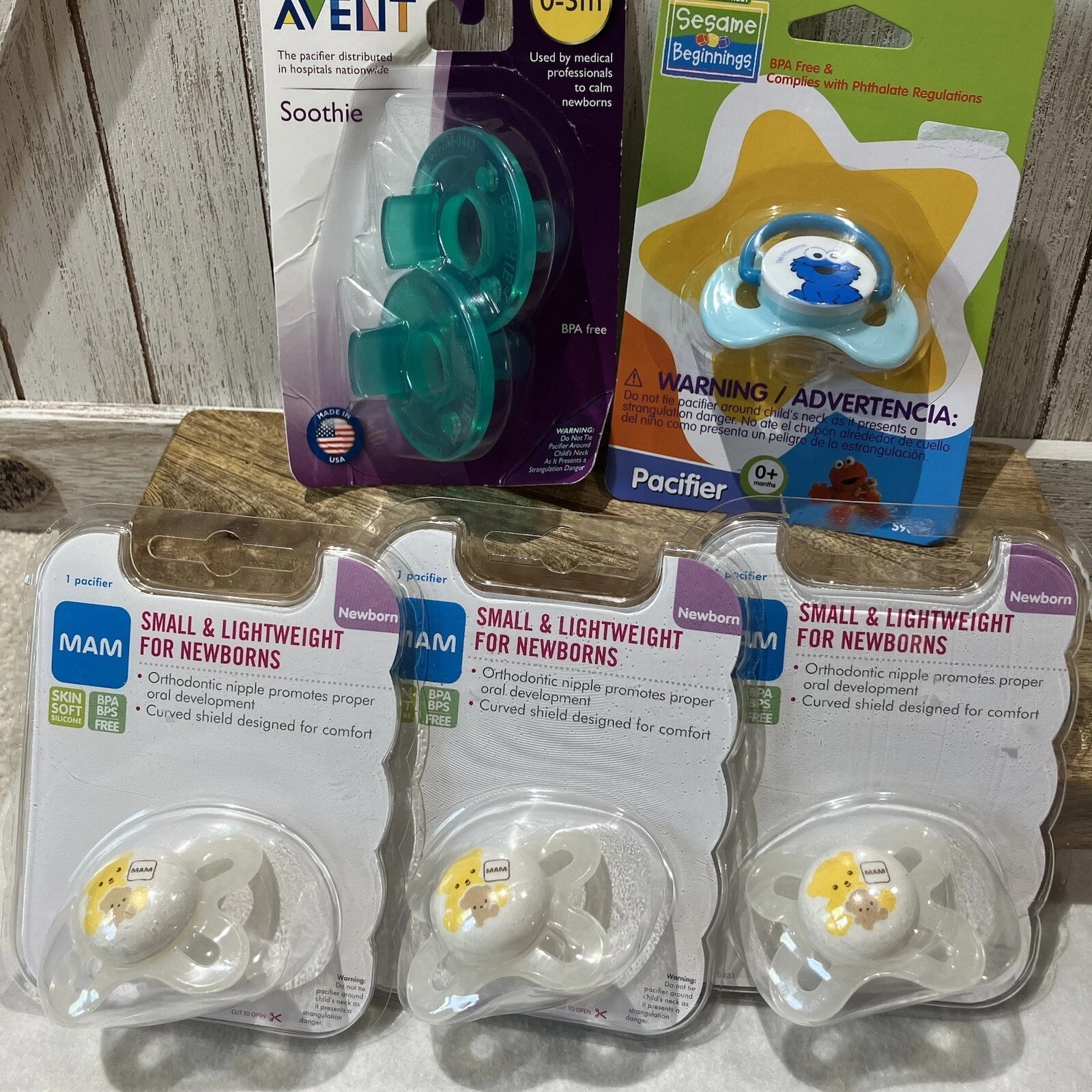 Vintage Pacifier Soothie Mam Philips Avent Sesame Street Silicone 6pc Lot NEW
Opens in a new window