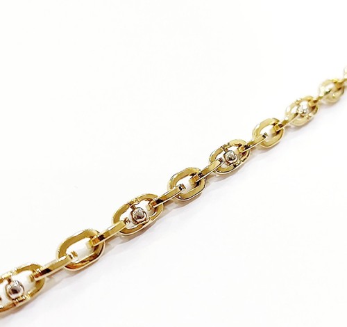 Bracciale maglia a catena marinara in Oro Bianco e Oro Giallo - 18 kt ( 750 ) - Imagen 4 de 9