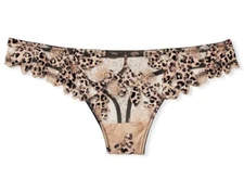 Victoria's Secret LUXE LINGERIE  Embroidered Thong Panty sz XL Leopard
