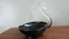 Viking Glass Black Swan Dish