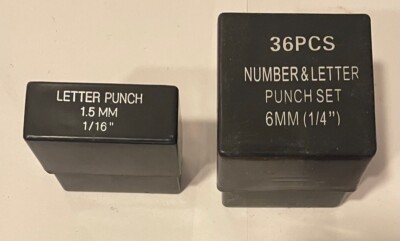 36 pc Number and Letter Punch Set  Hardened Steel Metal Die  1/4 Inch Plus 1/16