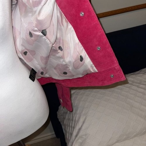 Twiggy London Hot Pink Suede Leather "Jean Jacket Style" Jacket Size S - Picture 5 of 10