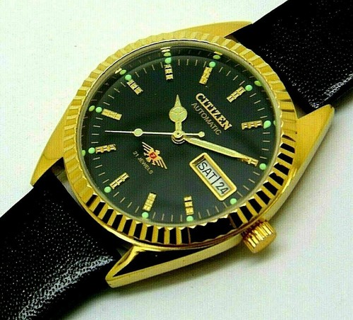 Citizen 8200 Automatico Uomo Placcato Oro day date Vintage Orologio Corsa |  eBay