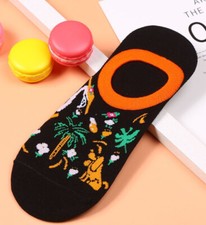 Black Floral Dog Low Cut Socks Novelty Unisex Crazy Fun SF1212