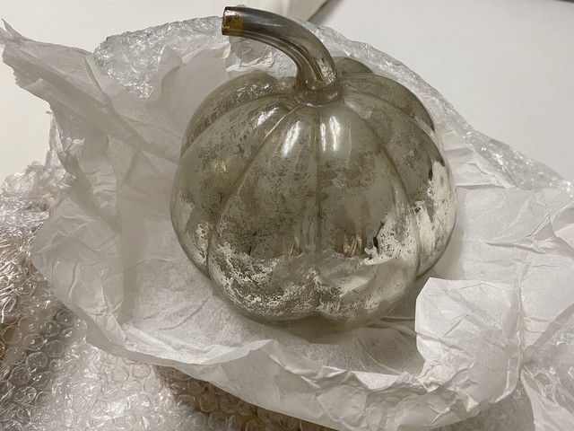 Pottery Barn Small Antique Mercury Glass Pumpkin New In Box Sold Out