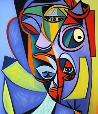 PICASSO 油絵アート Pablo Picasso Signed Oil Painting on Canvas 16x24 in