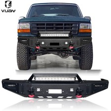 Vijay For 1992-1996 Ford Bronco Steel Front Bumper Wwinch Plated-rings Vijay For 1992-1996 Ford Bronco Steel Front Bumper Wwinch Plated-rings