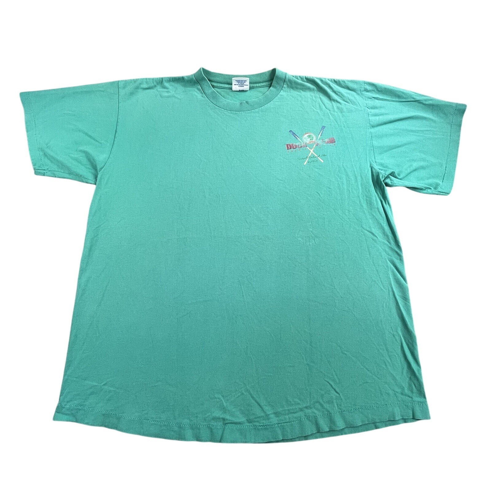 FILA Vintage Duck Head Uomo XL Verde Made USA Punto Singolo Canottaggio Paddle Pescatore