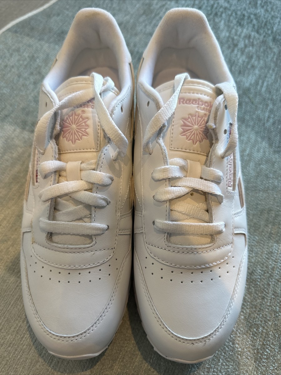Reebok Classic Women's Size UK White Leather Pink Accent UK