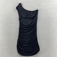 Arden B Black One Shoulder Ruched Dress M Bodycon Party Cocktail Evening Prom