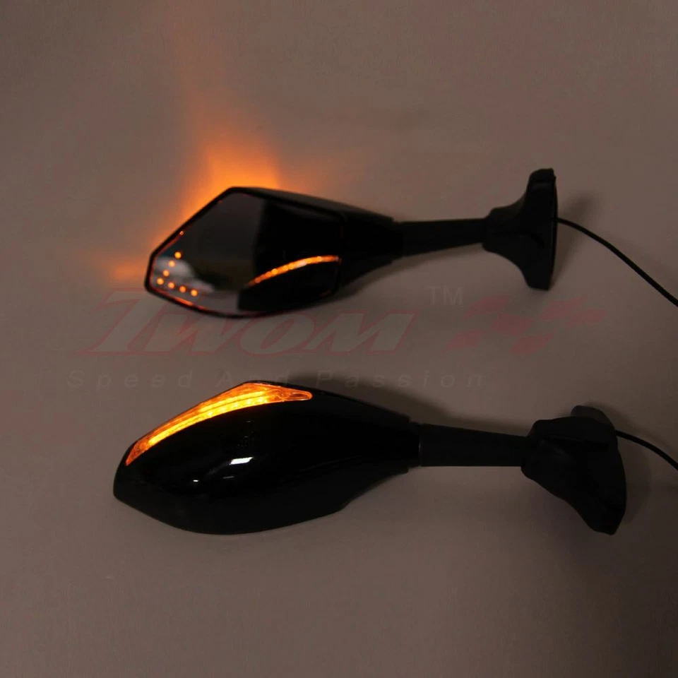 Espejos retrovisores laterales intermitentes LED intermitentes para motocicleta Honda Yamaha Foto 2 de 4