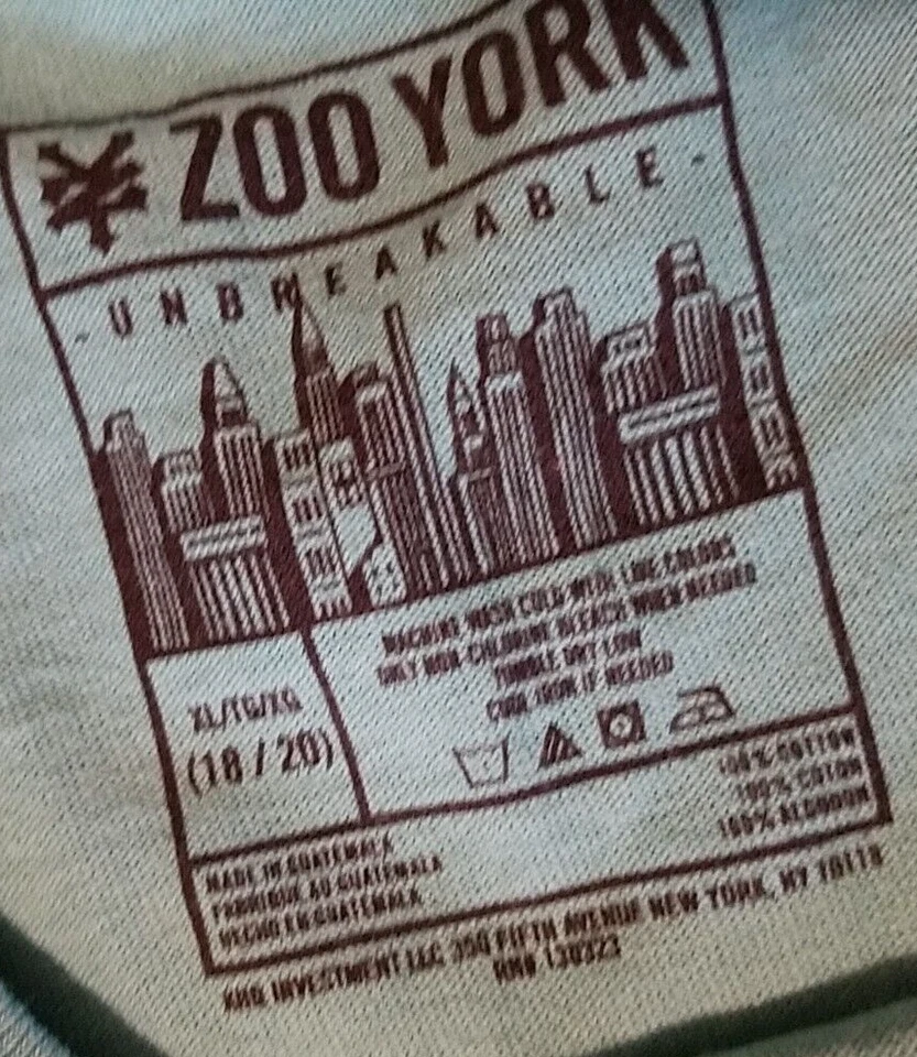 LOTE 2 CAMISETAS ZOO YORK AND SHAWN BLANCAS NIÑOS TALLA XL 18/20 MANGA LARGA/CORTA NUEVAS Foto 4 de 4