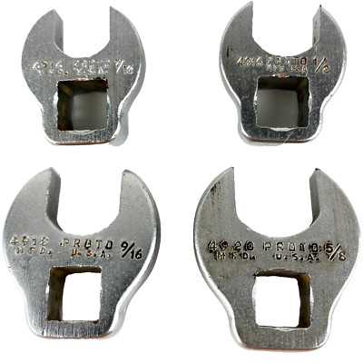 4 Proto Crowfoot Wrench 3/8dr. 7/16 1/2 9/16 5/8 Socket Vintage Tool USA