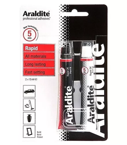 Araldite Rapid Two Part Epoxy Power 2 x 15ml Tubes Fast Setting Adhesive