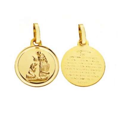18K Gold Pendant Blessing Medal Of San Francisco 14 MM 1.30 Grams