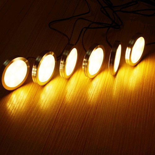 Under Cabinet Showcase LED Puck Light Kit Touch Dimming Switch With Plug Power - Picture 14 of 24