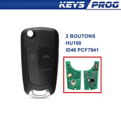 Clé électronique vierge compatible Opel Astra H Zafira B Id46 Pcf7941 lame hu100