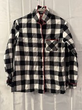 WONDERSHOP Black/White BUFFALO CHECK Plaid Button FLANNEL Lounge PAJAMA SET XS 