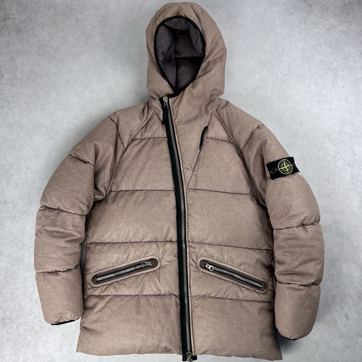 Stone Island Lino Resinato Down Puffer Jacket Pink Coat Medium