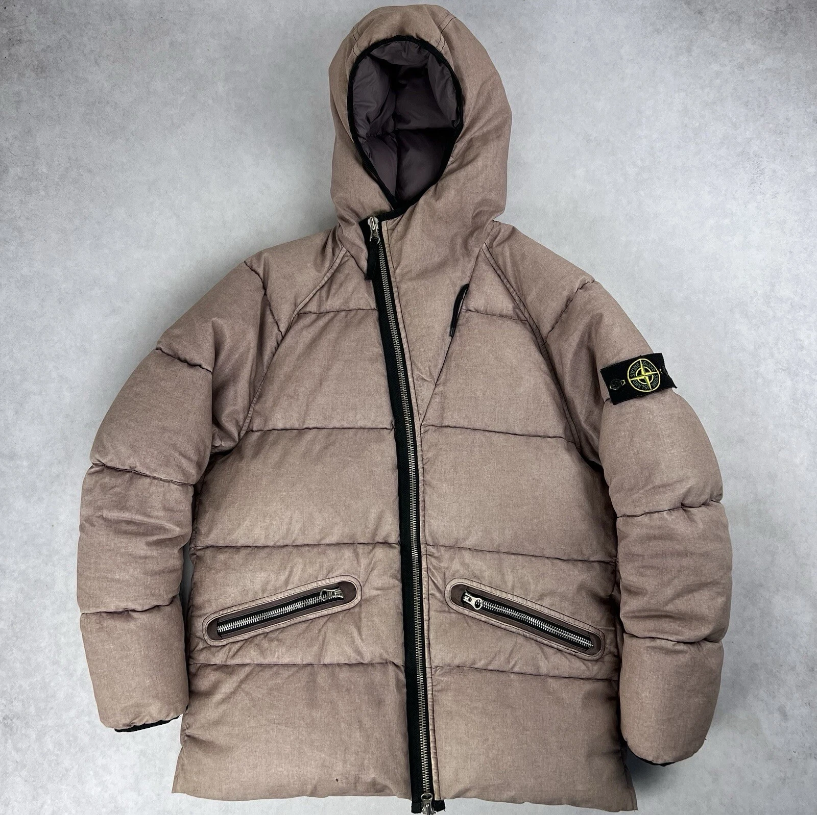 Stone Island Lino Resinato Piumino Giubbotto Rosa Cappotto Medio 3698